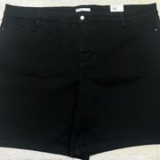 Nine West Bermuda Shorts 30W Black Stretch Sculpting fabric Cuff Straight Leg