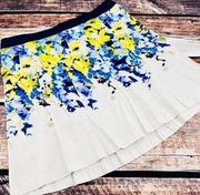 Lane Bryant Pleated A-Line Skirt Women's Size 22 Plus White Blue Yellow Floral
