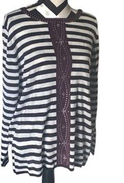 {BNWT} ~ BonWorth ~ striped lightweight sweater with rhinestones down the front