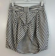 Freeway Bow Front Striped Bubble Mini Skirt Size Medium Navy Blue/Cream