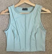 white fox teal blue-green cropped tank top