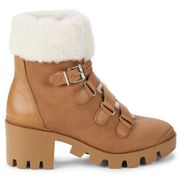 🆕 BNIB  | Aretuza Shearling Lined Suede Chunky Lace Up Boots | Sandstone