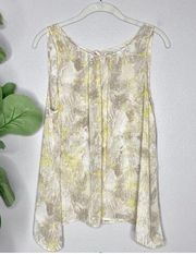 Halogen Sheer Sleeveless Tank w/ Tie Neck Detail Yellow/Tan Size Medium