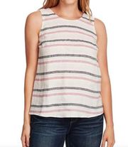 Vince Camuto 100% Linen Button Back Tank