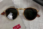 Ray-Ban RARE USA Vintage NOS B&L Tortuga Round W1675 Classic Metals Sunglasses