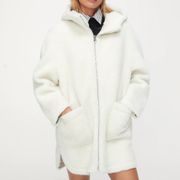 NEW  Ecru White Oversized Fleece Coat Jacket