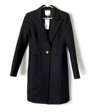 Tibi Black Wool Twill Single Breasted Tuxedo Coat Sz 6
