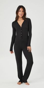 F21 Button Front Pajama One Piece 