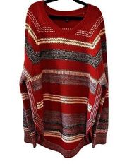 LIVERPOOL Los Angeles Womens Raglan Striped Space Dye Pullover Sweater Sz L