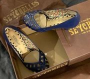 Vintage Seychelles dark blue heels Open sandal toe still in box women’s size 6