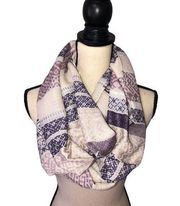 Simply Noelle Infinity Scarf Viscose Cotton Lightweight Purple Cream NEW