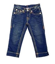 True Religion Billy Super T Orange Stitching Low Rise Capri Jeans 27 Flap Pocket