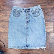 Fossil • vintage denim skirt y2k 90s pencil knee button fly light wash blue jean