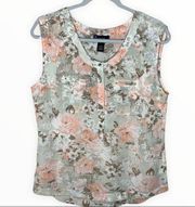 signature studio floral sleeveless sheer blouse