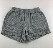 Old Navy Black White Striped High Rise Linen Blend Pull On Shorts XS