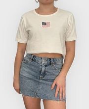 Vintage Liz Claiborne flag white tee