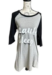 New Just Love Beauty Sleep Gray Black Raglan Nightshirt Nightgown Juniors XL NWT