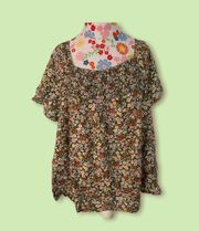 Old Navy Garden Print Smocked Blouse