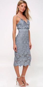 Bardot Vienna Dusty Blue Lace Midi Dress