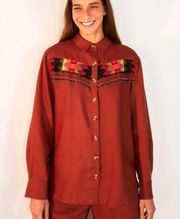 NWT  Brown Beaded Fringe Shirt