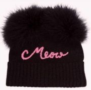 New York meow marabou pompom beanie black