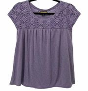 Prince & Fox Lavender Lace Detail Short Sleeve Top