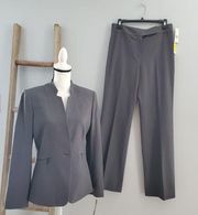 Tahari Arthur S. Levine David Charcoal Gray Wide Leg Pantsuit 6