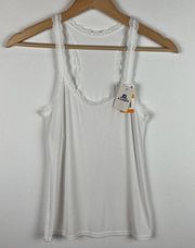 NWT B.tempt'd Camisole Rib Knit Pajama Top with Lace Trim White Size Small