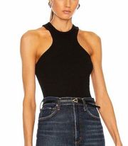 AGOLDE Bea Cutaway Ribbed Organic Cotton Blend Tank Size Large Black