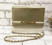 Vintage Stuart Weitzman Metallic Patent Leather Chain Strap Crossbody Bag