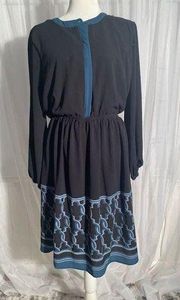 Lane Bryant Size 16 Dress Long Sleeve Black and Teal