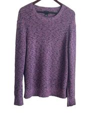 Club Monaco Women Sweater Pink Purple Heather Fabric Crew Neck Italian Yarn L