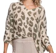 Olive Leopard Print Oversized Sweater