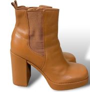 Gianni Bini Ah-Mazed Tan Leather Platform
Block Heel Chelsea Boots Size 10