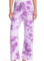 Purple Lilac Sweat Pant Small Lounge Tie Dye Comfy Casual Pajama Cozy Wide Leg