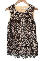 Lela Rose Neiman Marcus Tank Silk Blend Lining with Crochet Shell Medium