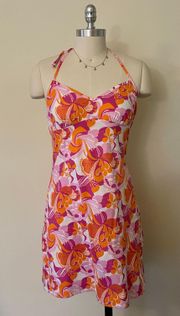 Y2K Pink And Orange Halter Mini Dress