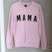 MAMA Graphic Print Sweatshirt Scoop Neck Pink Small Women’s Top Sweater Shirt