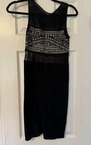 Sleeveless Gold Rivet Embellished mesh dress black size Medium/Large