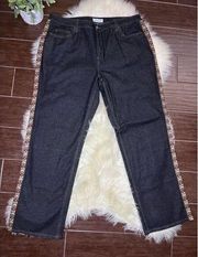 Coldwater Creek washed black/grey  denim jeans w/ aztec stripe sz 20W