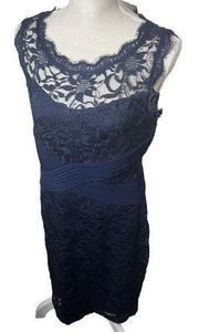 Candalite Lace Formal Sheath Sleeveless Dress Navy Blue Cocktail Party Size L