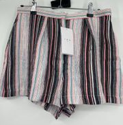 NWT IRO Tolie Pleat Front Short Stripe High-Waist Shorts Size 38