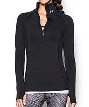 Under Armour  Women's Black Quarter Zip Mock Neck Long Sleeve Athletic Top-Size M