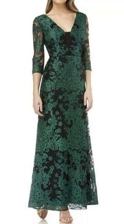 JS Collections Embroidered Lace 3/4 Sleeves Gown