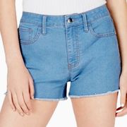 New  Frayed Hem High Rise Jean Shorts Medium Wash Stretch Denim Juniors Size 7