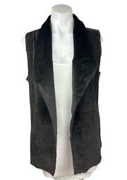 Ecru $300 Genuine Suede Leather Brown Collared Sleeveless Fur Vest Jacket Size M