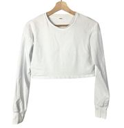 Boutique  White Crewneck Cropped Long Sleeve T-Shirt S