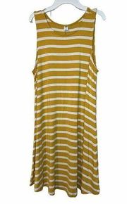 Old Navy Sz Large Sundress NWOT Sleeveless Pockets Yellow Stripe Stretchy Fabric
