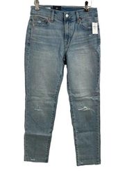 Gap Girlfriend Mid Rise Jean Tapered Distressed Size 24 / 00 New