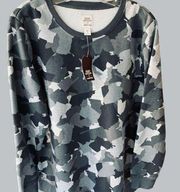 BLAKE SHELTON LADIES TOP CAMOUFLAGE GRAY FLEECE LINED LANDS' END NWT 18 XL